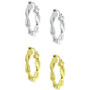 2-Pc. Set Twist Small Hoop Earrings in Sterling Silver & 18k Gold-Plate, 15mm