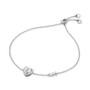 Sterling Silver Cubic Zirconia Heart Halo Slider Bracelet