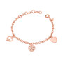 Sterling Silver Open Heart Charm Bracelet and Available in Silver, 14K Rose-Gold Plated or 14K Gold Plated