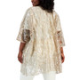 Plus Size Sheer Sequin-Detail 3/4-Sleeve Cardigan