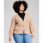 Trendy Plus Size V-Neck Blouson-Sleeve Cardigan
