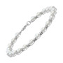 Cultured Freshwater Button Pearl (4 - 4-1/2mm) & Cubic Zirconia Link Bracelet in Sterling Silver