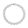 Cultured Freshwater Button Pearl (4 - 4-1/2mm) & Cubic Zirconia Link Bracelet in Sterling Silver