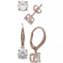 2-Pc. Cubic Zirconia Earring Set in Sterling Silver, 18K Gold-Plated Sterling Silver and 18k Rose Gold-Plated Sterling Silver, Created for Macy's