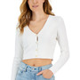 Women's Solid Button-Front Cropped Cardigan