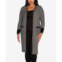 Black Label Plus Size Striped Button Front Duster Sweater