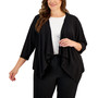 Plus Size Open-Front 3/4-Sleeve Waterfall Shrug