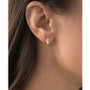 Cubic Zirconia Crisscross Extra Small Huggie Hoop Earrings in Sterling Silver or 14k Gold-Plated Sterling Silver, 0.47"