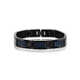 Mens Stainless Steel Carbon Fiber Bracelet - Black & Blue