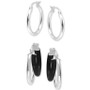 2-Pc. Set Polished and Black Enamel Small Hoop Earrings