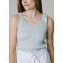 Womens' V-Neck Rib Knit Tank with Bow