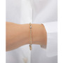 Diamond Accent Rondelle Bead Stretch Bracelet in 14k Two-Tone Gold
