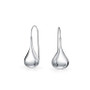 Simple Plain Puffed Teardrop Pear Shaped Rain Drop Earrings For Women Fishhook Threader Polish Sterling Silver 1.4 Inch