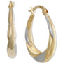 Tapered Oval Small Hoop Earrings in 10k Two-Tone Gold
