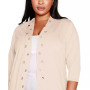 Plus Size Grommet-Trim Open-Front Hacci Cardigan