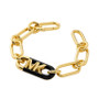 14K Gold Plated Black Empire Link Chain Bracelet