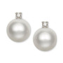 Cultured Freshwater Pearl (5-1/2mm) and Diamond Accent Stud Earrings in 14k White Gold
