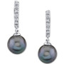 Cultured Golden South Sea Pearl (9mm) & Diamond (1/5 ct. t.w.) Hoop Dangle Drop Earrings in 14k Gold