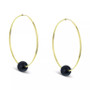 Jade Medium Hoop Earrings in 14k Gold, 1.57" (Also in Onyx, Turquoise, Lapis, & Freshwater Pearl)