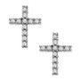14k White Gold Earrings, Diamond Accent Cross Stud Earrings