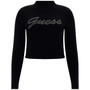 Women's Rhinestone-Logo Long-Sleeve Crop Top