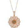 Nude Diamond (1-1/3 ct. t.w.) & Chocolate Diamond (1/6 ct. t.w.) Pavé Flower Pendant Necklace  in 14k Rose Gold
