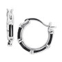 Black Enamel Segmented Small Hoop Earrings in Sterling Silver, 0.55"