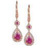 Ruby (1-5/8 ct. t.w.) and Diamond (1/3 ct. t.w.) Teardrop Halo Drop Earrings in 14k Rose Gold
