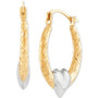 Textured Two-Tone Heart Hoop Earrings in 10k Gold, 7/8"