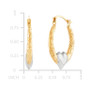 Textured Two-Tone Heart Hoop Earrings in 10k Gold, 7/8"