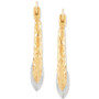 Textured Two-Tone Heart Hoop Earrings in 10k Gold, 7/8"