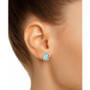 Onyx & Diamond Accent Rectangle Stud Earrings in Sterling Silver (Also in Turquoise & Labradorite)