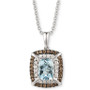 Sea Blue Aquamarine (1 ct. t.w.) & Diamond (1/3 ct. t.w.) 18" Pendant Necklace in 14k White Gold