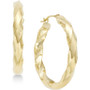 Square Twist Hoop Earrings in 10k Gold