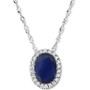 Sapphire (7/8 ct. t.w.) & Diamond (1/20 ct. t.w.) Oval Halo Pendant Necklace in 14k White Gold, 16" + 2" extender