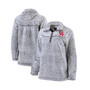 Women's Gray Houston Cougars Sherpa Super Soft Quarter Zip Pullover Jacket