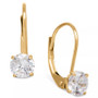 Solitaire Cubic Zirconia Hoop Earrings in 14k Yellow, White, or Rose Gold