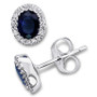 Sapphire (7/8 ct. t.w.) & Diamond (1/10 ct. t.w.) Oval Stud Earrings in 14k White Gold