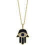 EFFY® Diamond (1/2 ct. t.w.) & Sapphire (1/20 ct. t.w.) Hamsa Hand 18" Pendant Necklace in 14k Gold