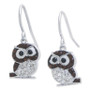 Crystal Owl Drop Earrings in Sterling Silver, Created for Macy's