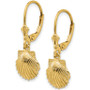 Shell Leverback Drop Earrings in 14k Yellow Gold