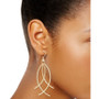 Polished & Textured Curved Bar Drop Earrings in 10k Gold