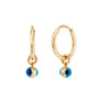 Evil Eye Glass Bead Dangle Hoop Earrings in 10k Gold
