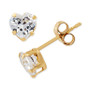 Cubic Zirconia Heart Stud Earrings in 14k Gold