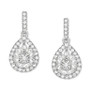 Diamond Baguette & Round Teardrop Cluster Drop Earrings (1/4 ct. t.w.) in Sterling Silver