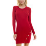 Juniors' Asymmetrical Button Bodycon Sweater Dress