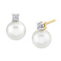 Cultured Freshwater Pearl (6mm) & Diamond Accent Stud Earrings in 14k Gold