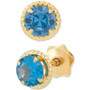 Children's Cubic Zirconia Beaded Frame Stud Earrings in 14k Gold