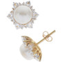 Cultured Freshwater Pearl (8mm) & White Topaz (1-1/4 ct. t.w.) in 14k Gold-Plated Sterling Silver
