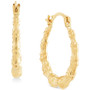 Textured Bamboo-Look Small Hoop Earrings in 10k Gold, 5/8"